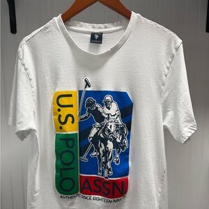 U.S. Polo Assn. White Tee with Colorful Graphic size L